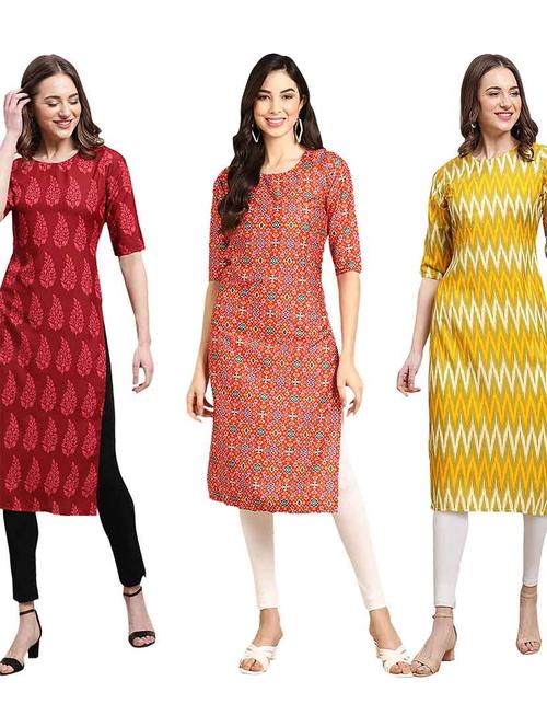 pack of 3 multi colored kurtas - 19400522 - Very Small Image - 1