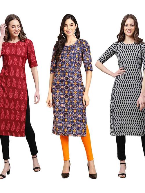 pack of 3 multi colored kurtas - 19400523 - Very Small Image - 1
