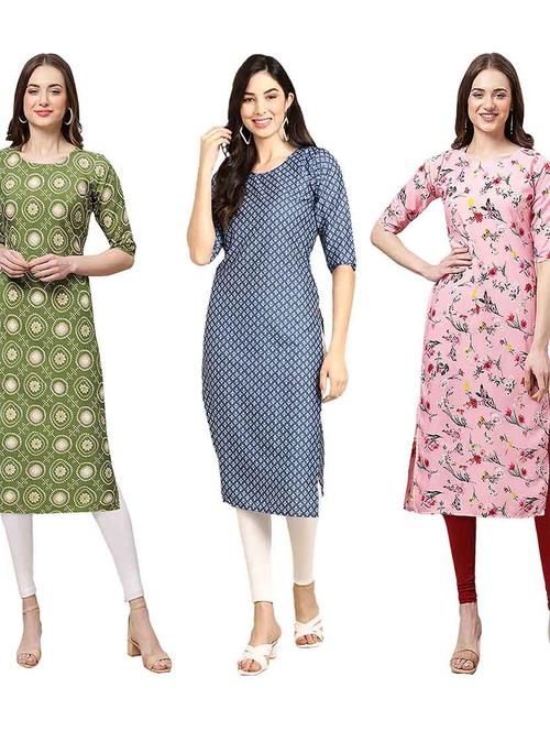 pack of 3 multi colored kurtas - 19400524 - Very Small Image - 1