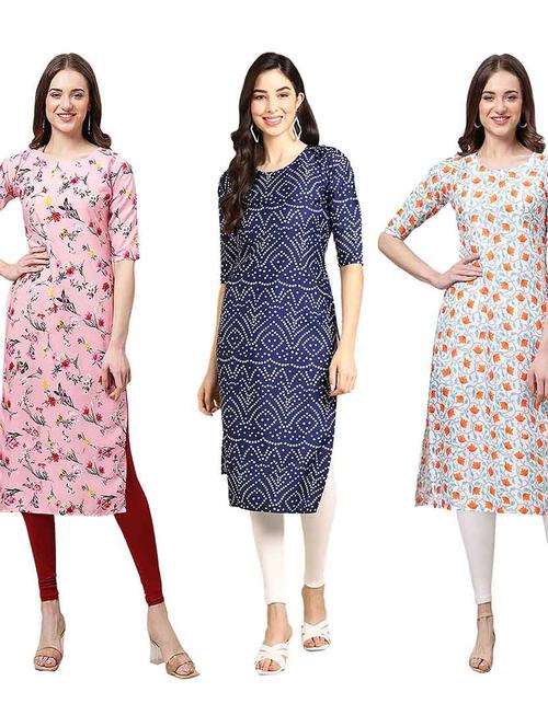 pack of 3 multi colored kurtas - 19400529 - Very Small Image - 1