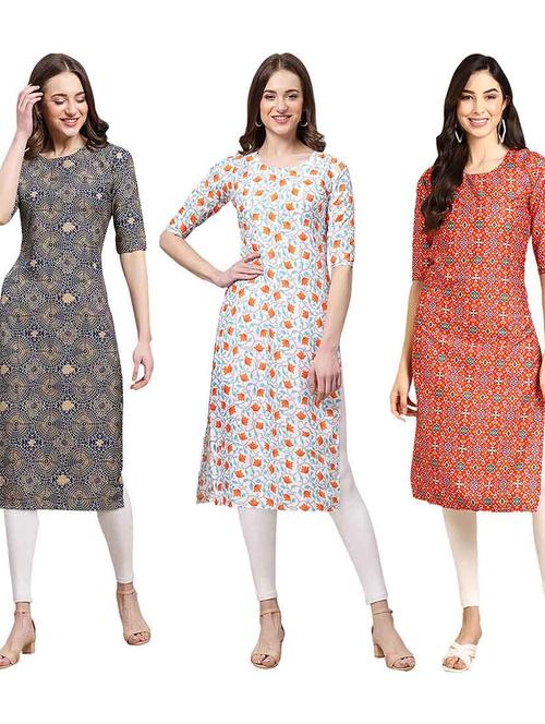 pack of 3 multi colored kurtas - 19400533 - Very Small Image - 1