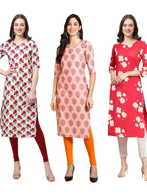 pack of 3 multi colored kurtas - 19400536 - Very Small Image - 1