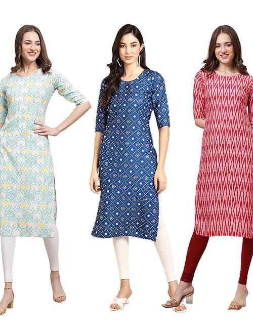 pack of 3 multi colored kurtas - 19400539 - Very Small Image - 1