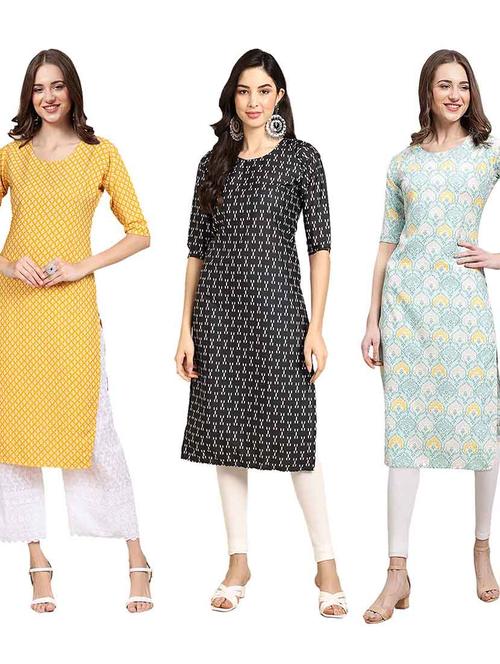 pack of 3 multi colored kurtas - 19400557 - Very Small Image - 1