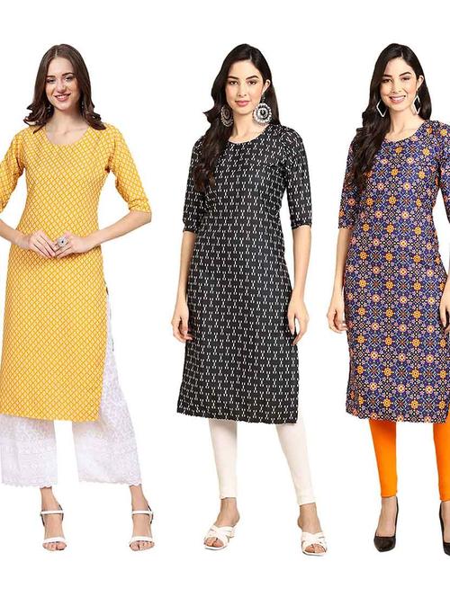 pack of 3 multi colored kurtas - 19400558 - Very Small Image - 1