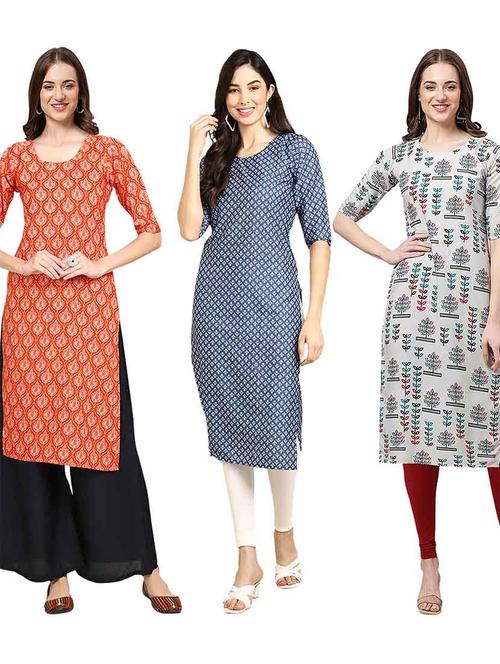 pack of 3 multi colored kurtas - 19400570 - Very Small Image - 1