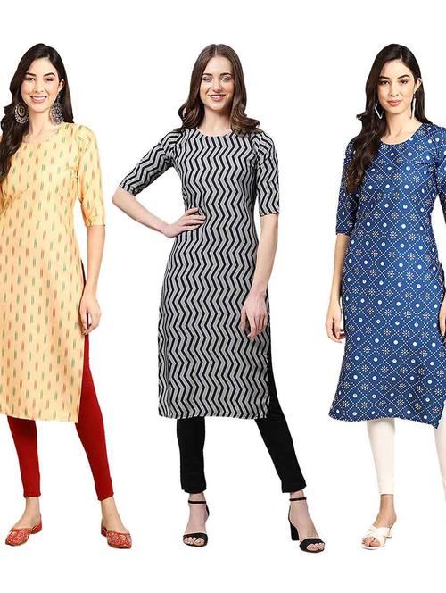 pack of 3 multi colored kurtas - 19400575 - Very Small Image - 1