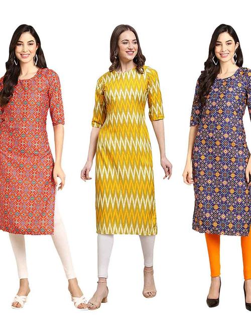 pack of 3 multi colored kurtas - 19400581 - Very Small Image - 1