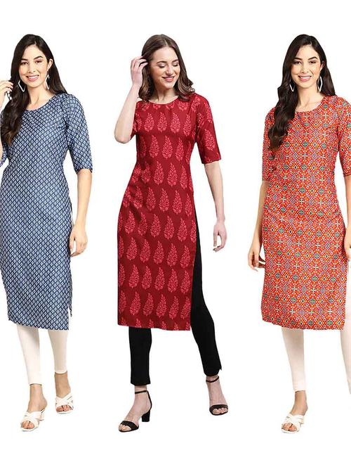 pack of 3 multi colored kurtas - 19400587 - Very Small Image - 1