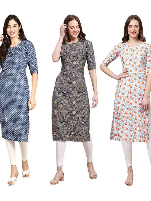 pack of 3 multi colored kurtas - 19400588 - Very Small Image - 1