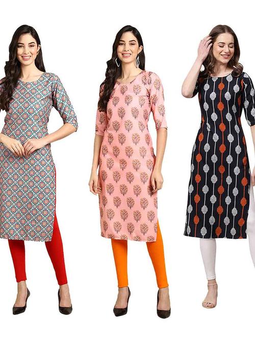 pack of 3 multi colored kurtas - 19400601 - Very Small Image - 1