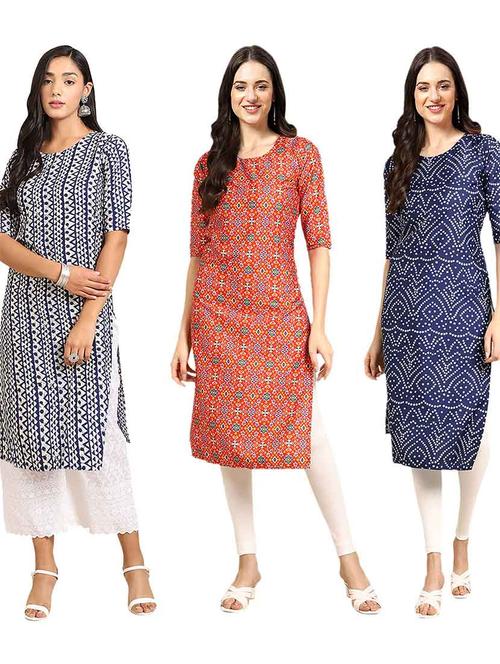 pack of 3 printed straight kurta - 19400620 - Very Small Image - 1