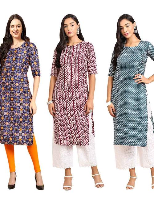 pack of 3 printed straight kurta - 19400707 - Very Small Image - 1