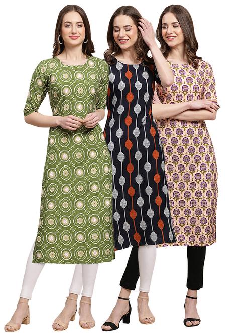pack off 3 printed straight kurta - 19400731 - Very Small Image - 1