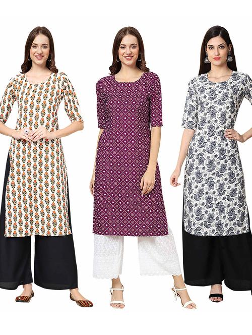 pack of 3 printed straight kurta - 19400867 - Very Small Image - 1