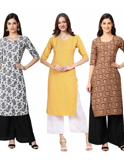 pack of 3 printed straight kurta - 19400889 - Very Small Image - 1