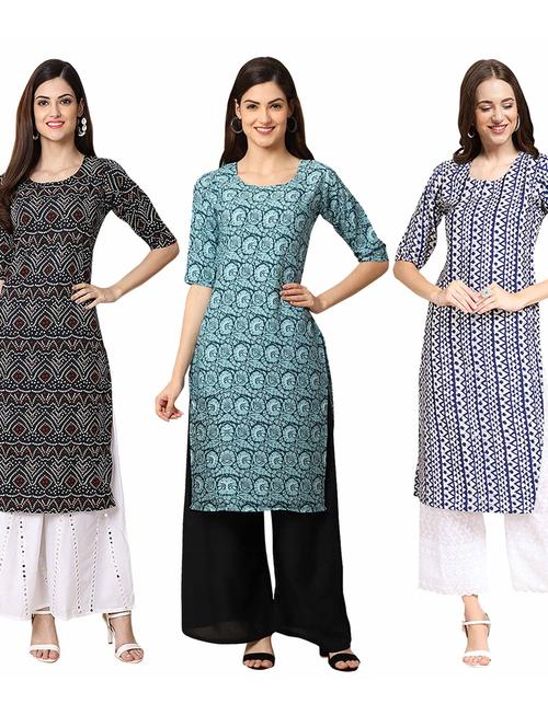 pack of 3 printed straight kurta - 19400895 - Very Small Image - 1