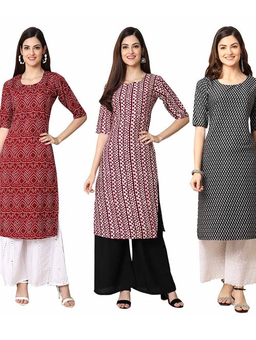 pack of 3 printed straight kurta - 19400899 - Very Small Image - 1