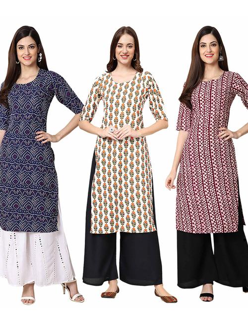 pack of 3 printed straight kurta - 19400902 - Very Small Image - 1