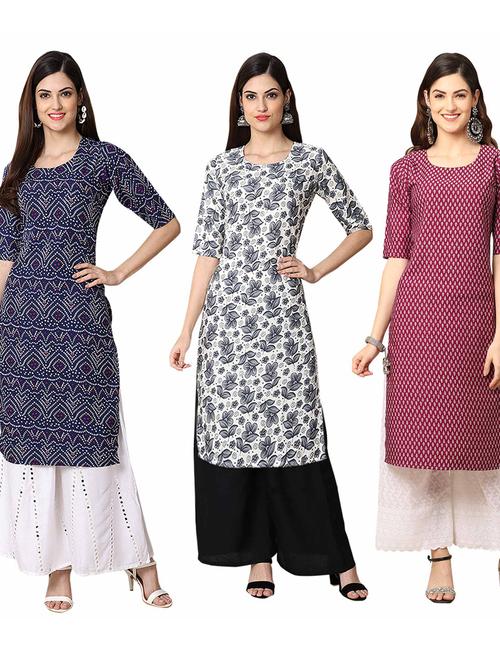 pack of 3 printed straight kurta - 19400904 - Very Small Image - 1