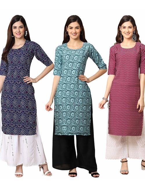 pack of 3 printed straight kurta - 19400905 - Very Small Image - 1