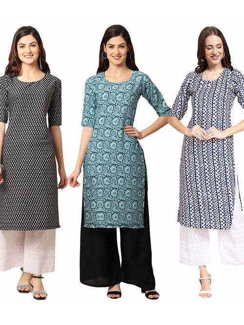 pack of 3 printed straight kurta - 19400915 - Very Small Image - 1