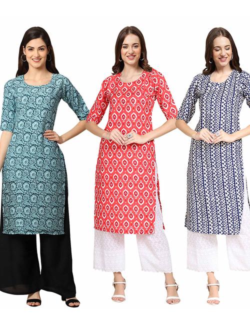 pack of 3 printed straight kurta - 19400916 - Very Small Image - 1
