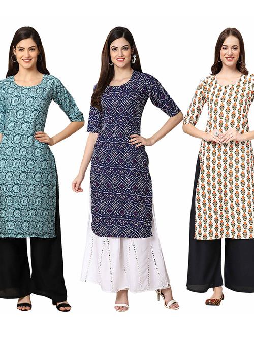 pack of 3 printed straight kurta - 19400919 - Very Small Image - 1