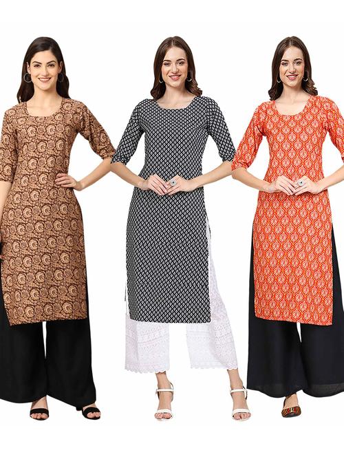 pack of 3 printed straight kurta - 19400921 - Very Small Image - 1