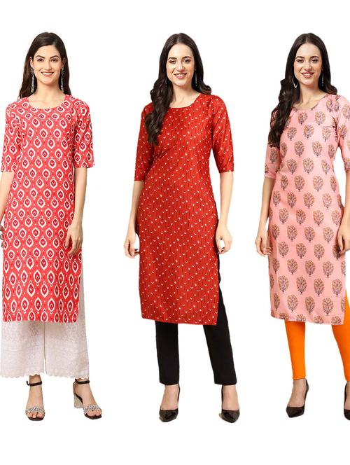 pack of 3 printed straight kurta - 19400929 - Very Small Image - 1