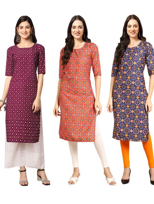 pack of 3 printed straight kurta - 19400968 - Very Small Image - 1