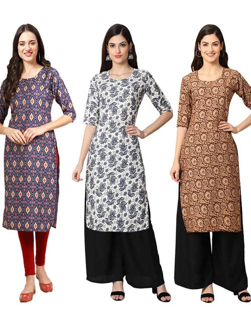 pack of 3 printed straight kurta - 19400984 - Very Small Image - 1