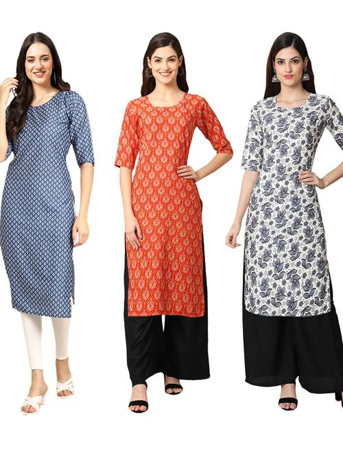 pack of 3 printed straight kurta - 19401006 - Very Small Image - 1