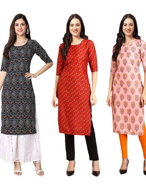 pack of 3 printed straight kurta - 19401034 - Very Small Image - 1