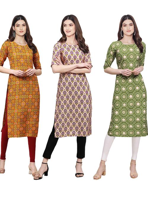 pack of 3 multi colored straight kurta - 19401091 - Very Small Image - 1