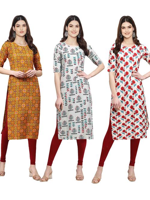 pack of 3 multi colored straight kurta - 19401094 - Very Small Image - 1