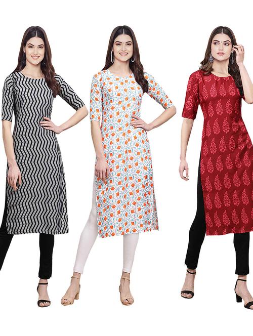pack of 3 multi colored straight kurta - 19401106 - Very Small Image - 1