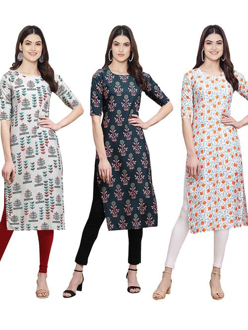 pack of 3 multi colored straight kurta - 19401127 - Very Small Image - 1
