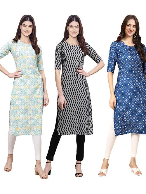 pack of 3 multi colored straight kurta - 19401143 - Very Small Image - 1