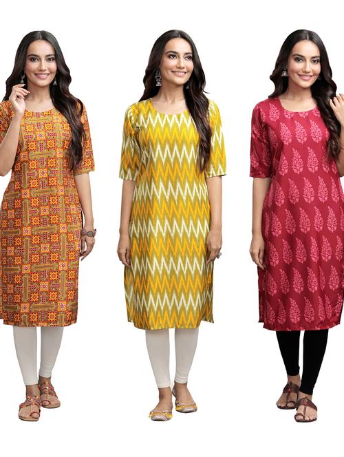 pack of 3 multi colored straight kurta - 19401208 - Very Small Image - 1
