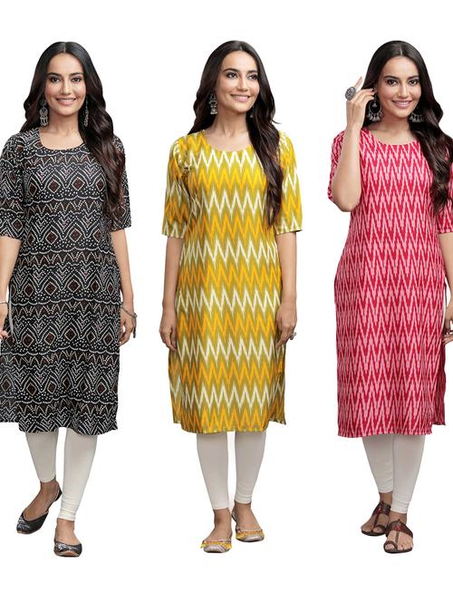 pack of 3 multi colored straight kurta - 19401226 - Very Small Image - 1