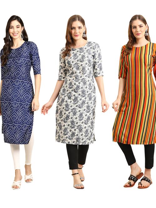 pack of 3 multi colored straight kurta - 19401268 - Very Small Image - 1