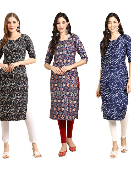 pack of 3 multi colored straight kurta - 19401297 - Very Small Image - 1