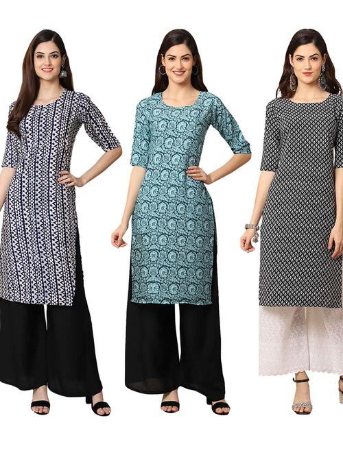 pack of 3 multi colored straight kurta - 19401328 - Very Small Image - 1