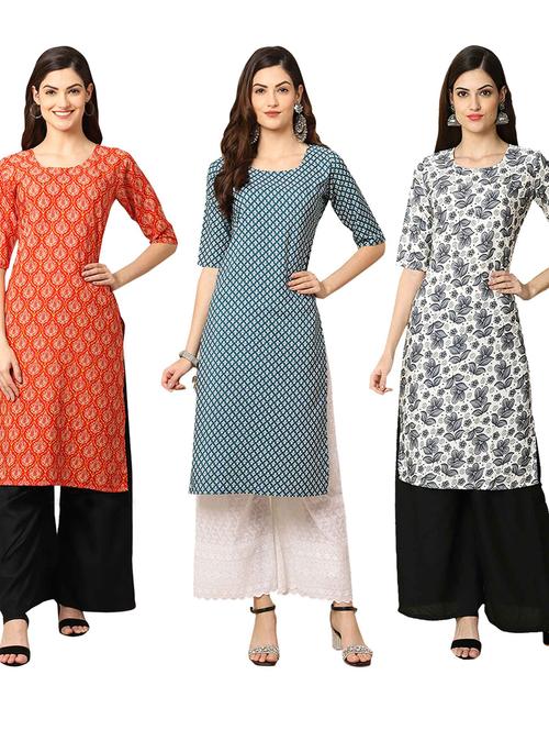 pack of 3 multi colored straight kurta - 19401349 - Very Small Image - 1