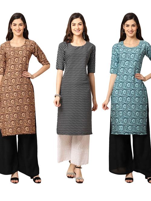 pack off 3 printed straight kurta - 19401411 - Very Small Image - 1
