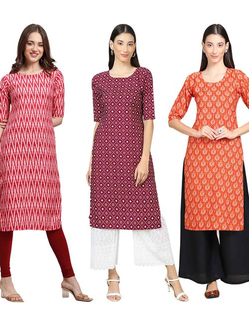 pack off 3 printed straight kurta - 19401415 - Very Small Image - 1