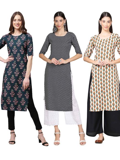 pack off 3 printed straight kurta - 19401440 - Very Small Image - 1