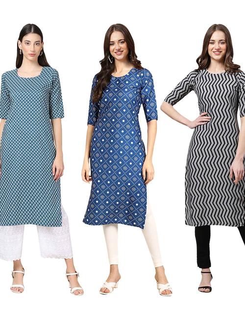 pack off 3 printed straight kurta - 19401507 - Very Small Image - 1