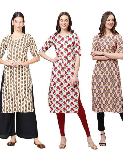 pack off 3 printed straight kurta - 19401511 - Very Small Image - 1